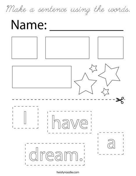 Make a sentence using the words. Coloring Page