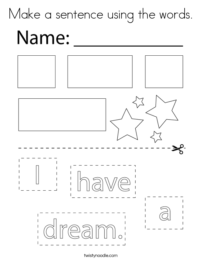 Make a sentence using the words. Coloring Page