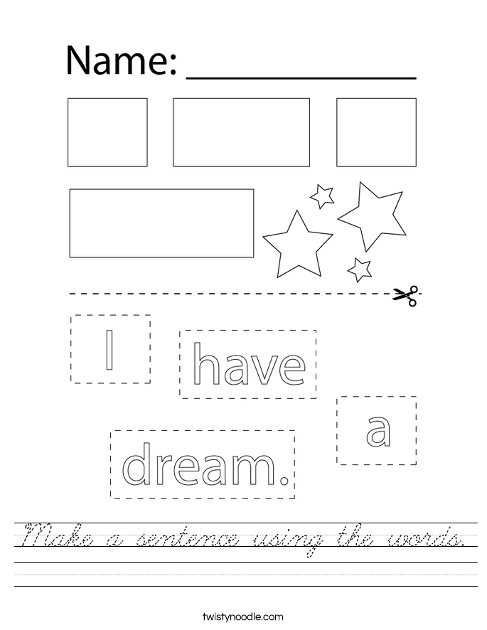 Make a sentence using the words. Worksheet