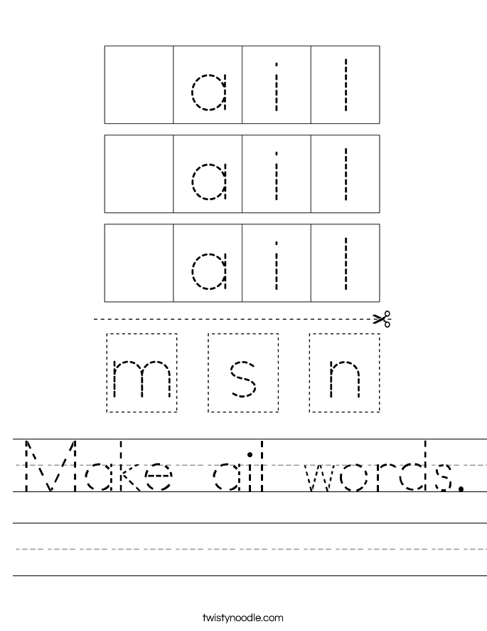 Make ail words. Worksheet