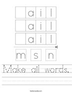 Make ail words Handwriting Sheet