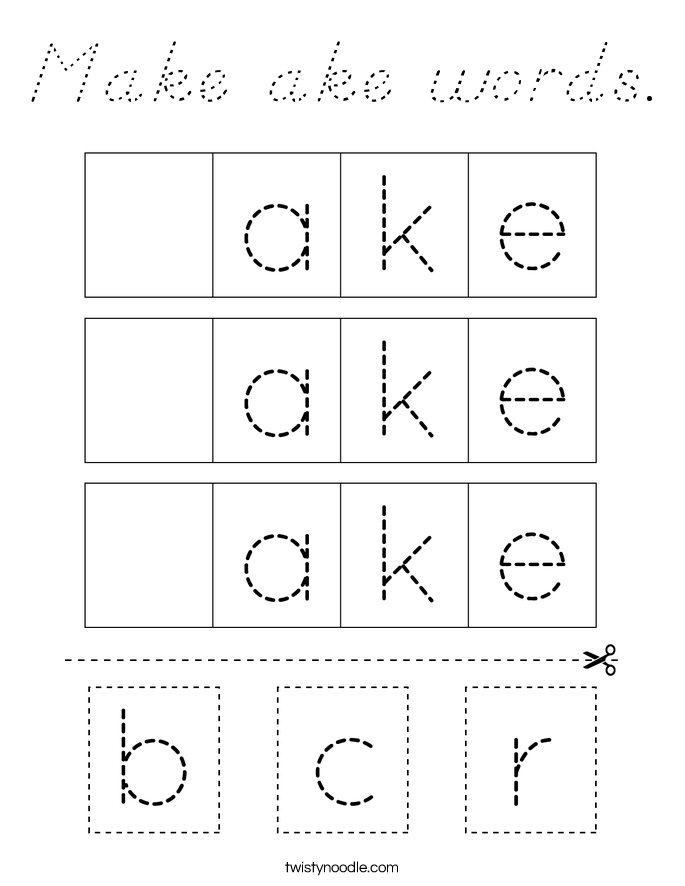 Make ake words. Coloring Page