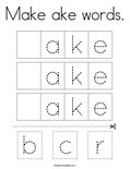 Make ake words. Coloring Page