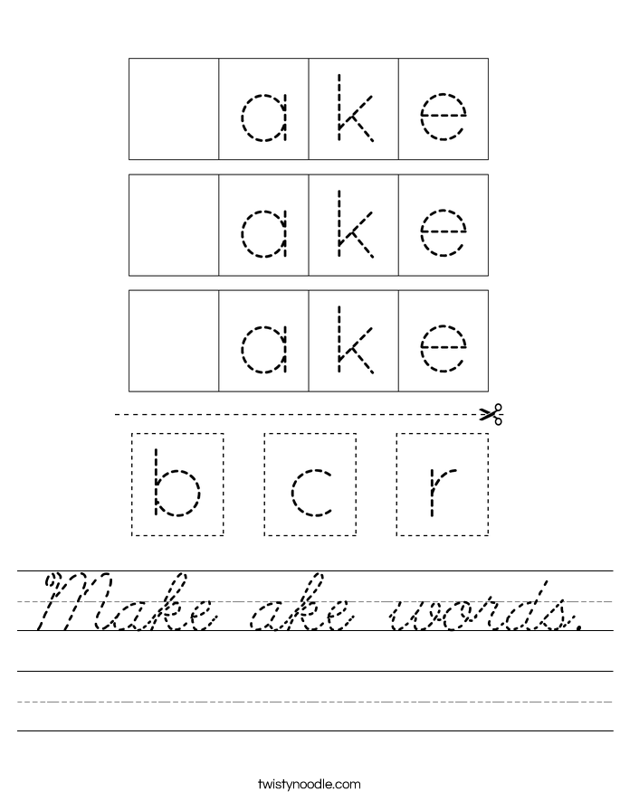 Make ake words. Worksheet