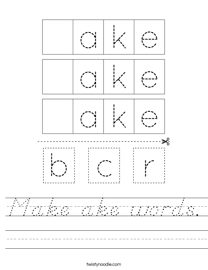Make ake words. Worksheet