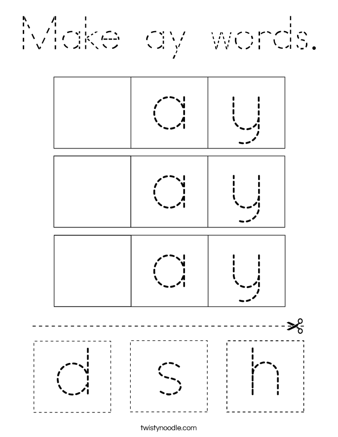 Make ay words. Coloring Page