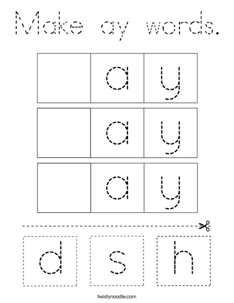 Make ay words. Coloring Page