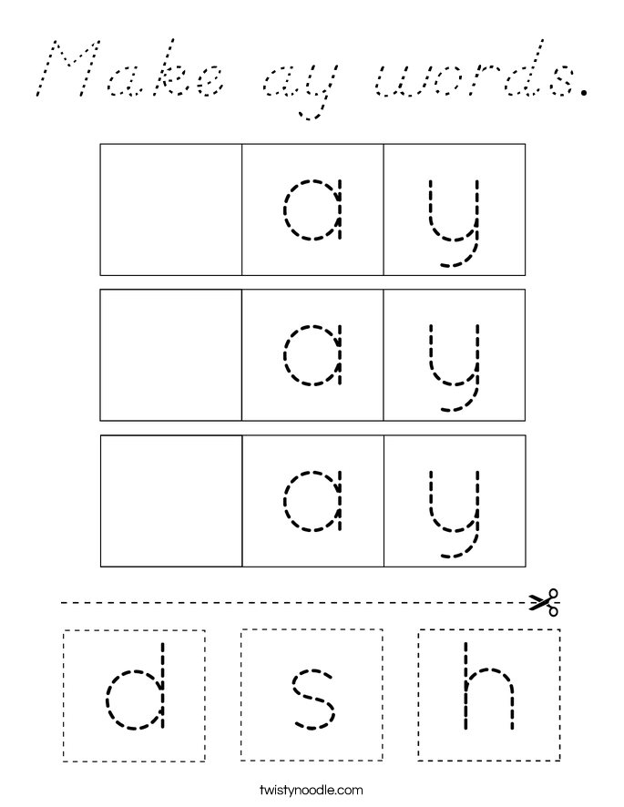 Make ay words. Coloring Page
