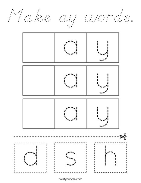 Make ay words. Coloring Page