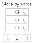 Make ay words. Coloring Page