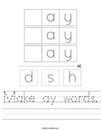 Make ay words Handwriting Sheet