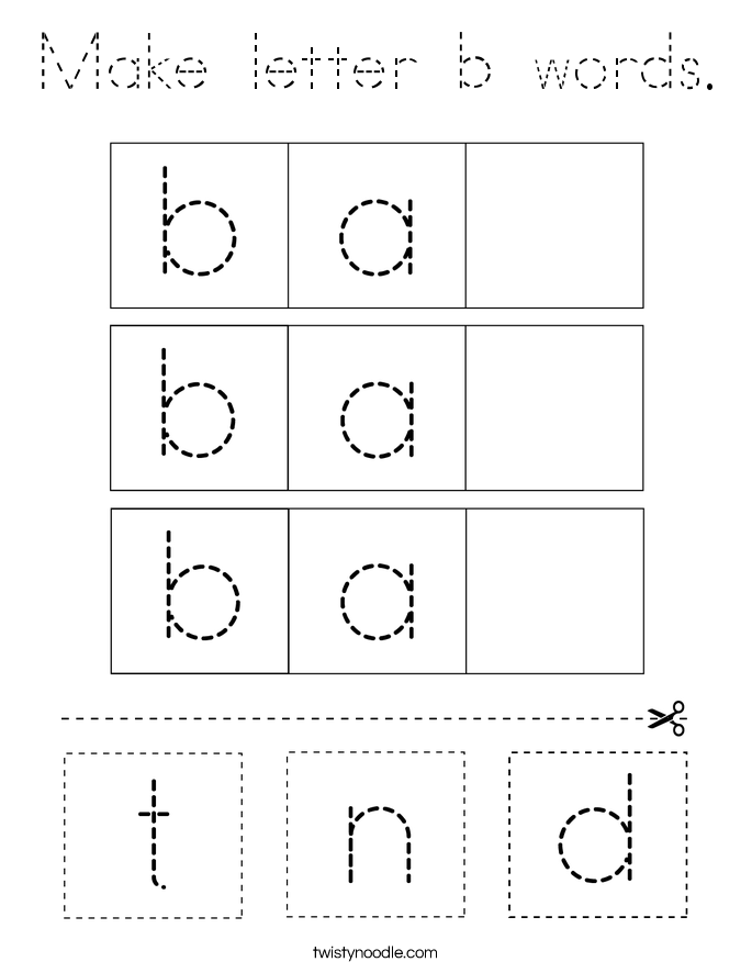 Make letter b words. Coloring Page