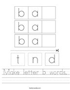 Make letter b words Handwriting Sheet