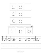 Make c words Handwriting Sheet