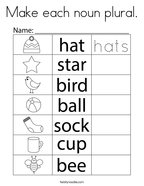 Make each noun plural Coloring Page