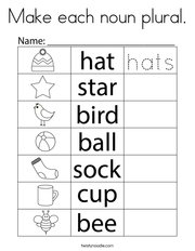 Make each noun plural Coloring Page