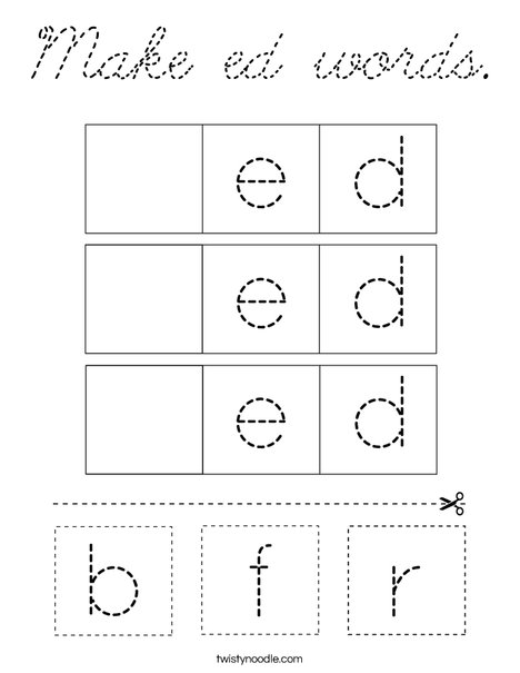 Make ed words. Coloring Page