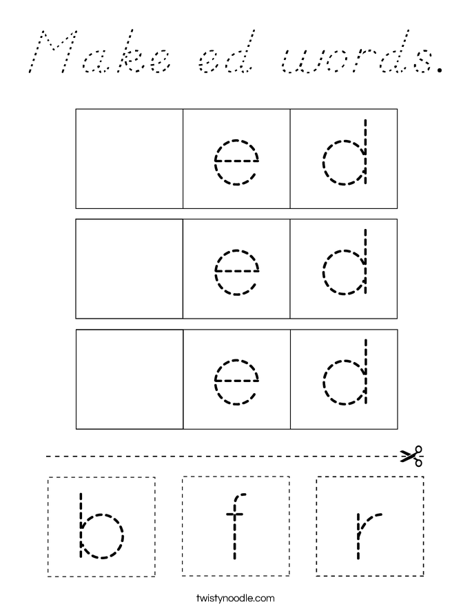 Make ed words. Coloring Page