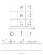 Make ed words Handwriting Sheet