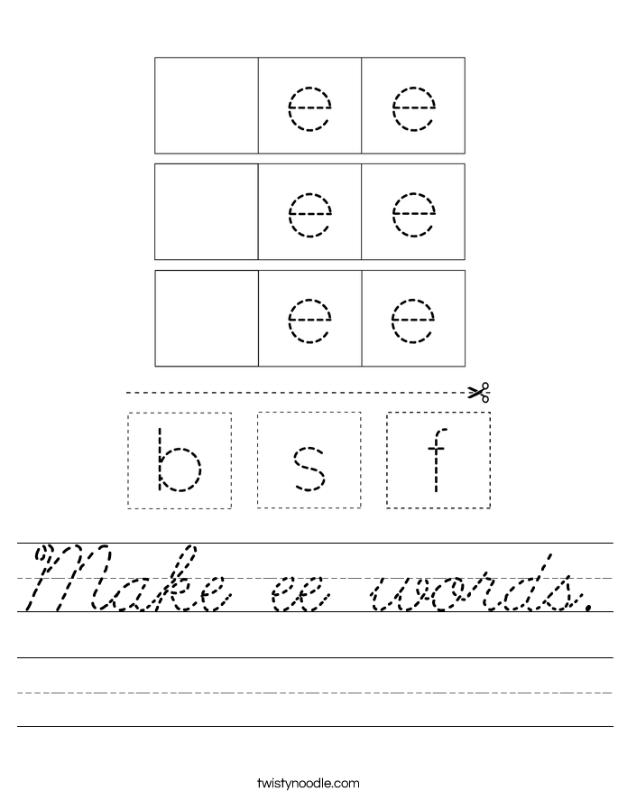 Make ee words. Worksheet