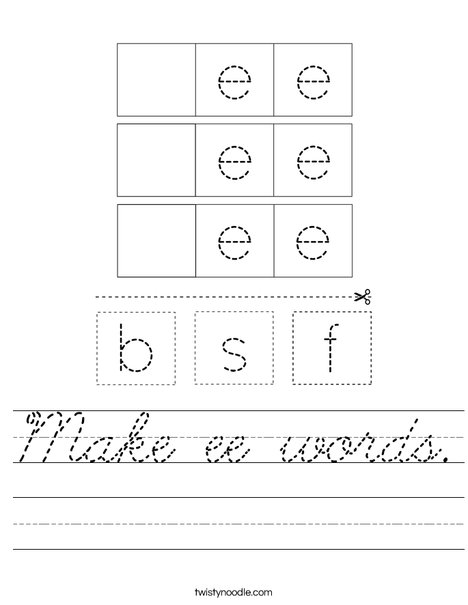 Make ee words. Worksheet