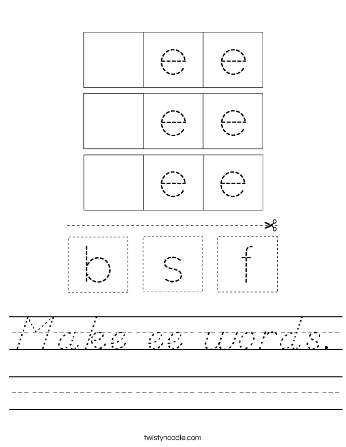 Make ee words. Worksheet