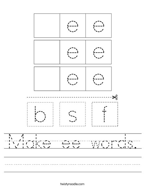 Make ee words. Worksheet