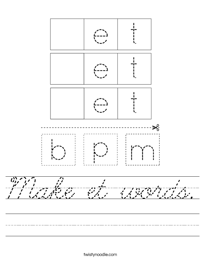 Make et words. Worksheet