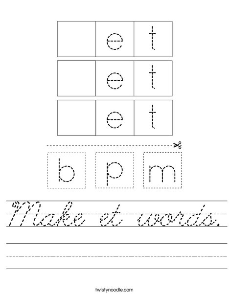 Make et words. Worksheet