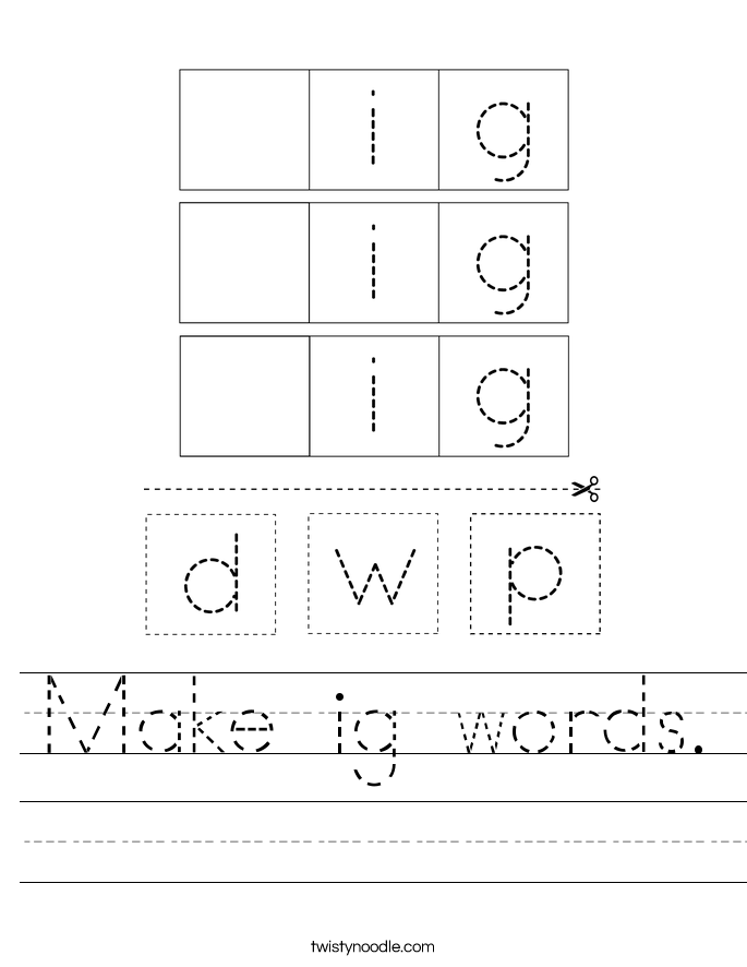 Make ig words. Worksheet