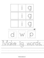 Make ig words Handwriting Sheet