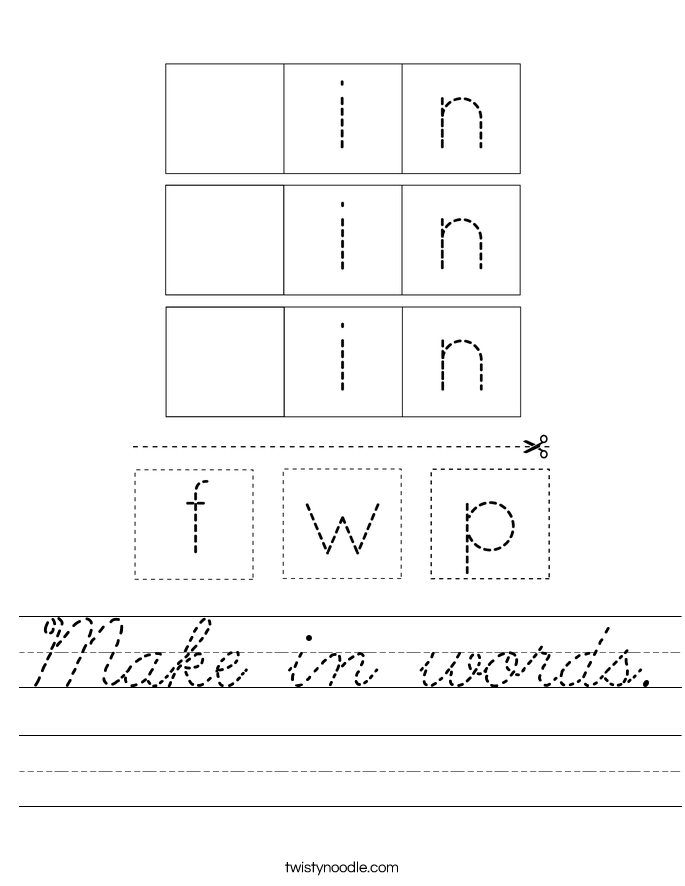 Make in words. Worksheet