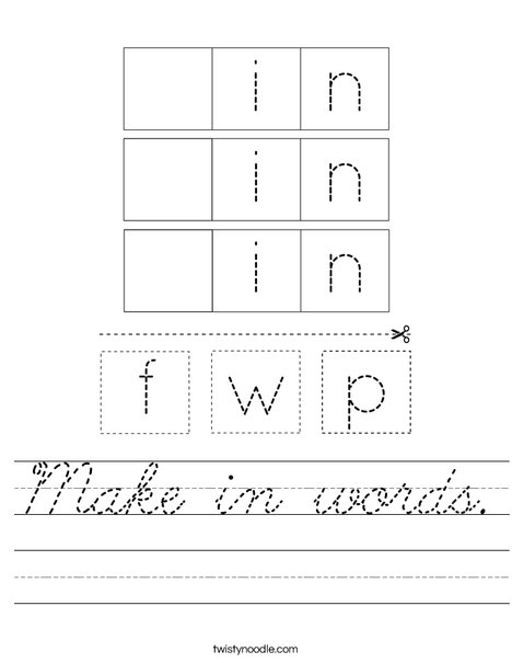 Make in words. Worksheet