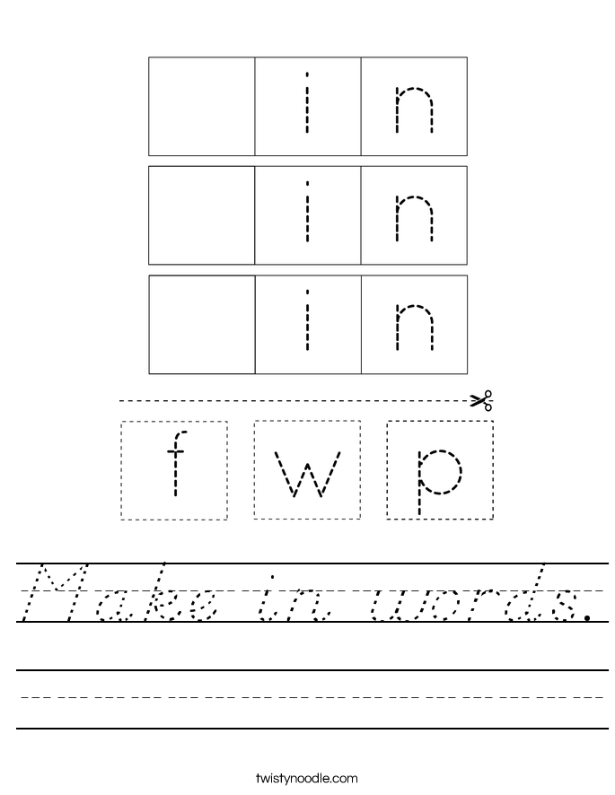 Make in words. Worksheet