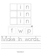 Make in words Handwriting Sheet