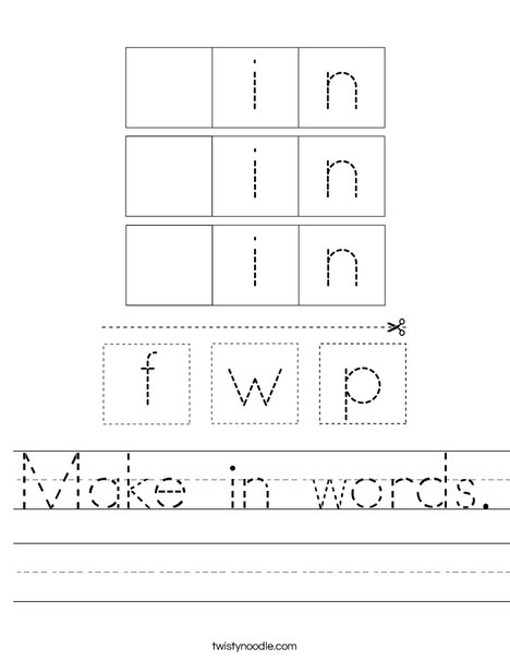 Make in words. Worksheet