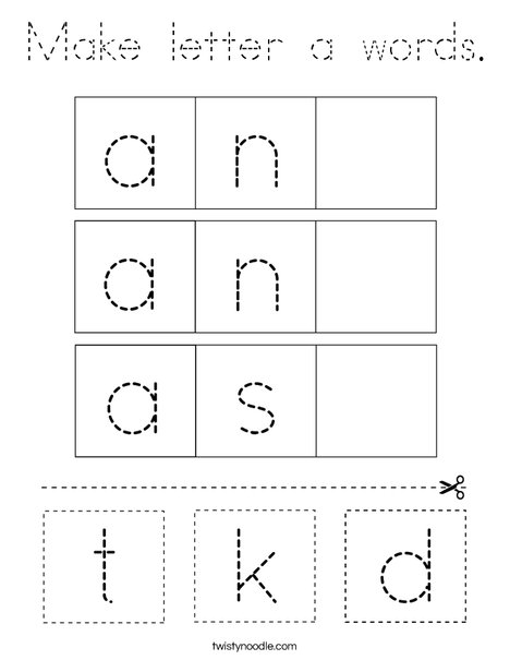 Make letter a words. Coloring Page