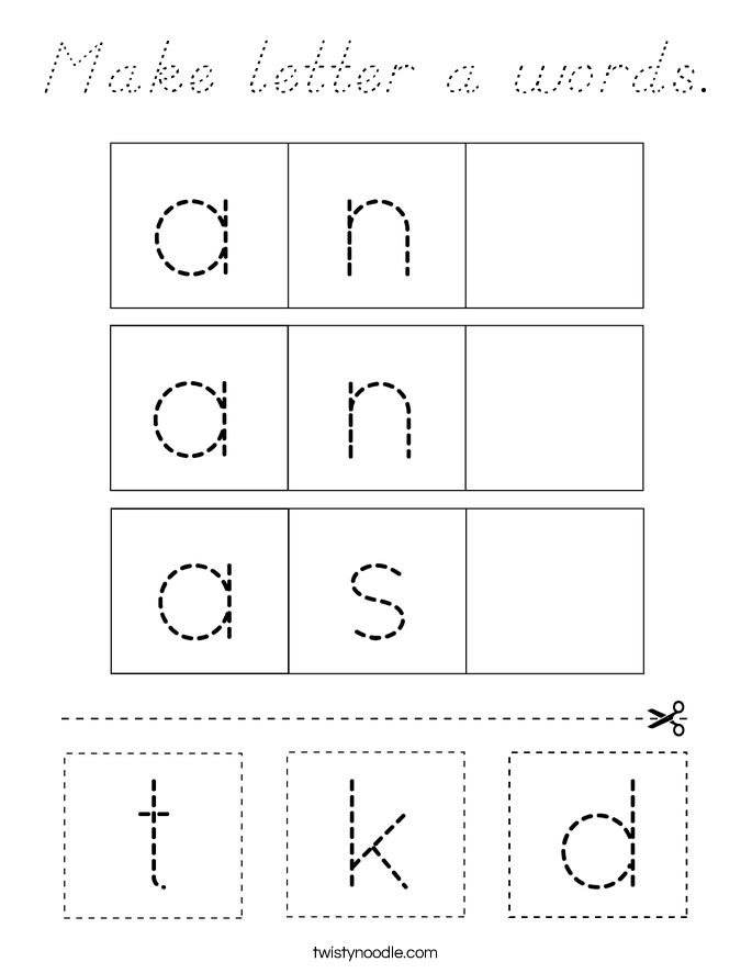 Make letter a words. Coloring Page