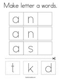 Make letter a words Coloring Page