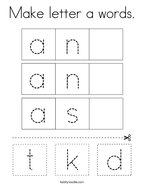 Make letter a words Coloring Page