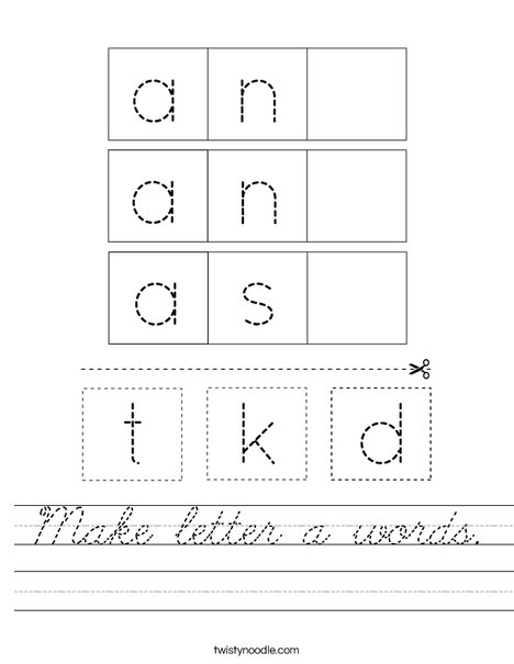 Make letter a words. Worksheet