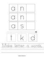 Make letter a words Handwriting Sheet