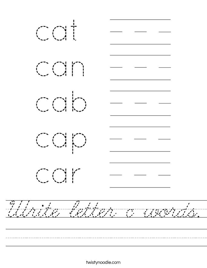 Write letter c words. Worksheet