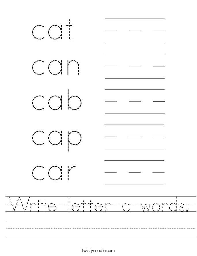 Write letter c words. Worksheet