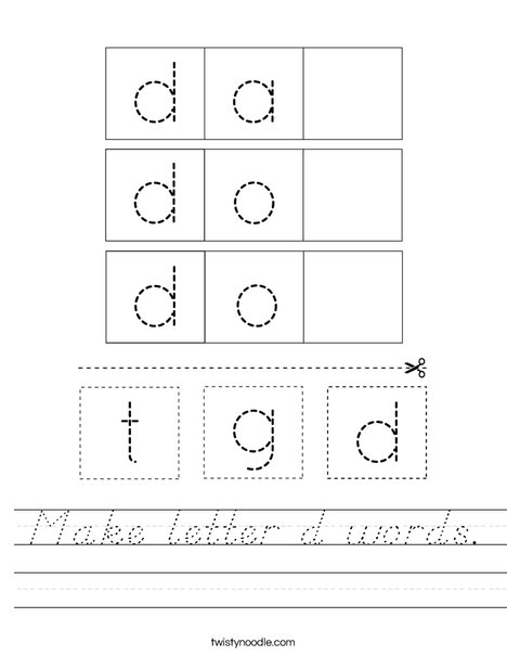 Make letter d words. Worksheet