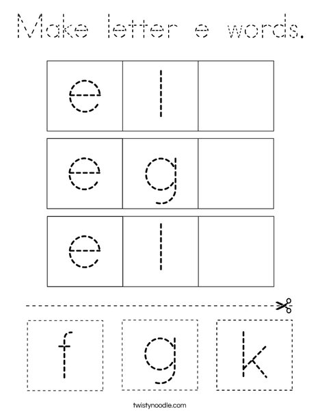 Make letter e words. Coloring Page