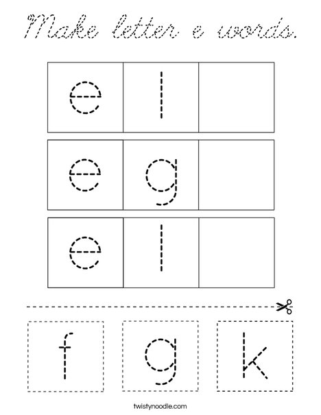 Make letter e words. Coloring Page