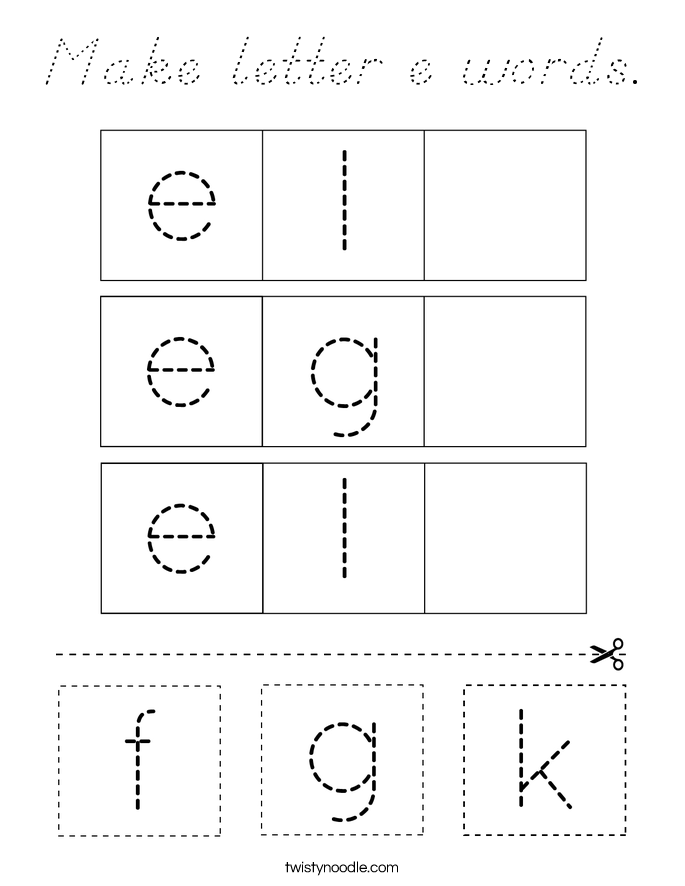 Make letter e words. Coloring Page