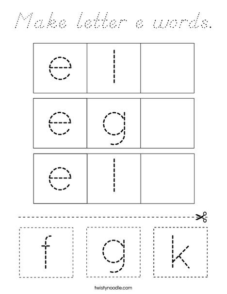 Make letter e words. Coloring Page