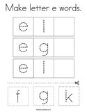 Make letter e words Coloring Page